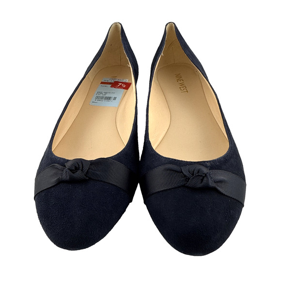 Nine West Benna Navy Blue Suede Leather Flats Ballet Slip on Pumps Size 7.5‎ NWB - Picture 4 of 8